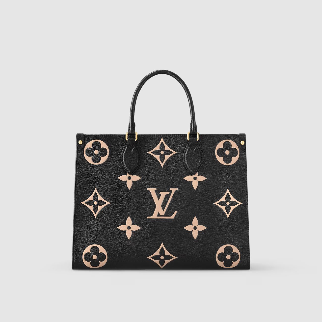 Túi Louis Vuitton OnTheGo MM Da Bicolor Đen Be